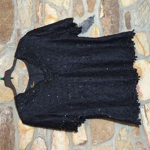 Classic creations black beaded evening top